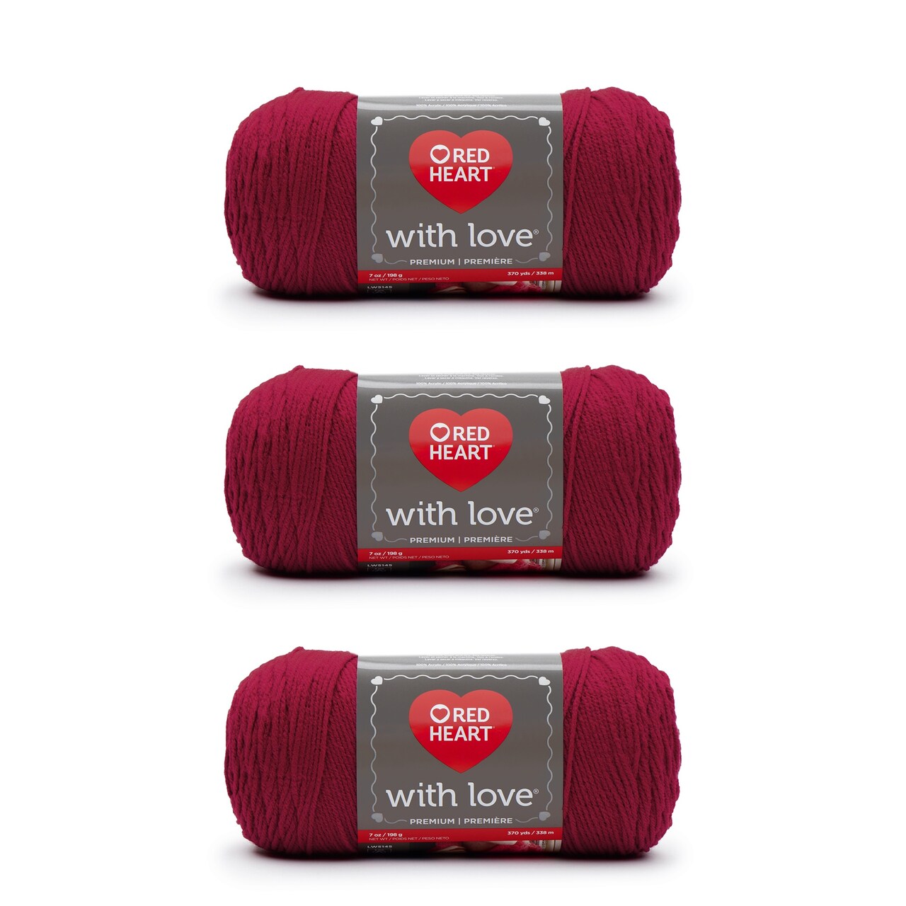 Red Heart With Love Holy Berry Yarn - 3 Pack of 198g/7oz - Acrylic - 4 Medium (Worsted) - 370 Yards - Knitting/Crochet